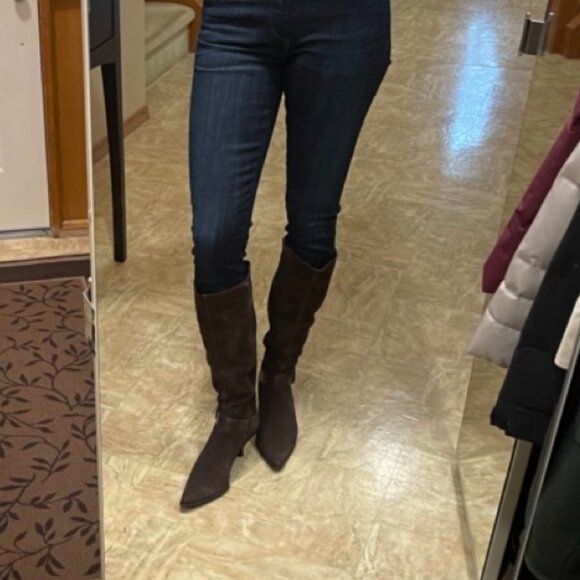 Franco Sarto Brown Suede Y2K Boots Size 10 (fit 9.5-10) - Picture 2 of 16